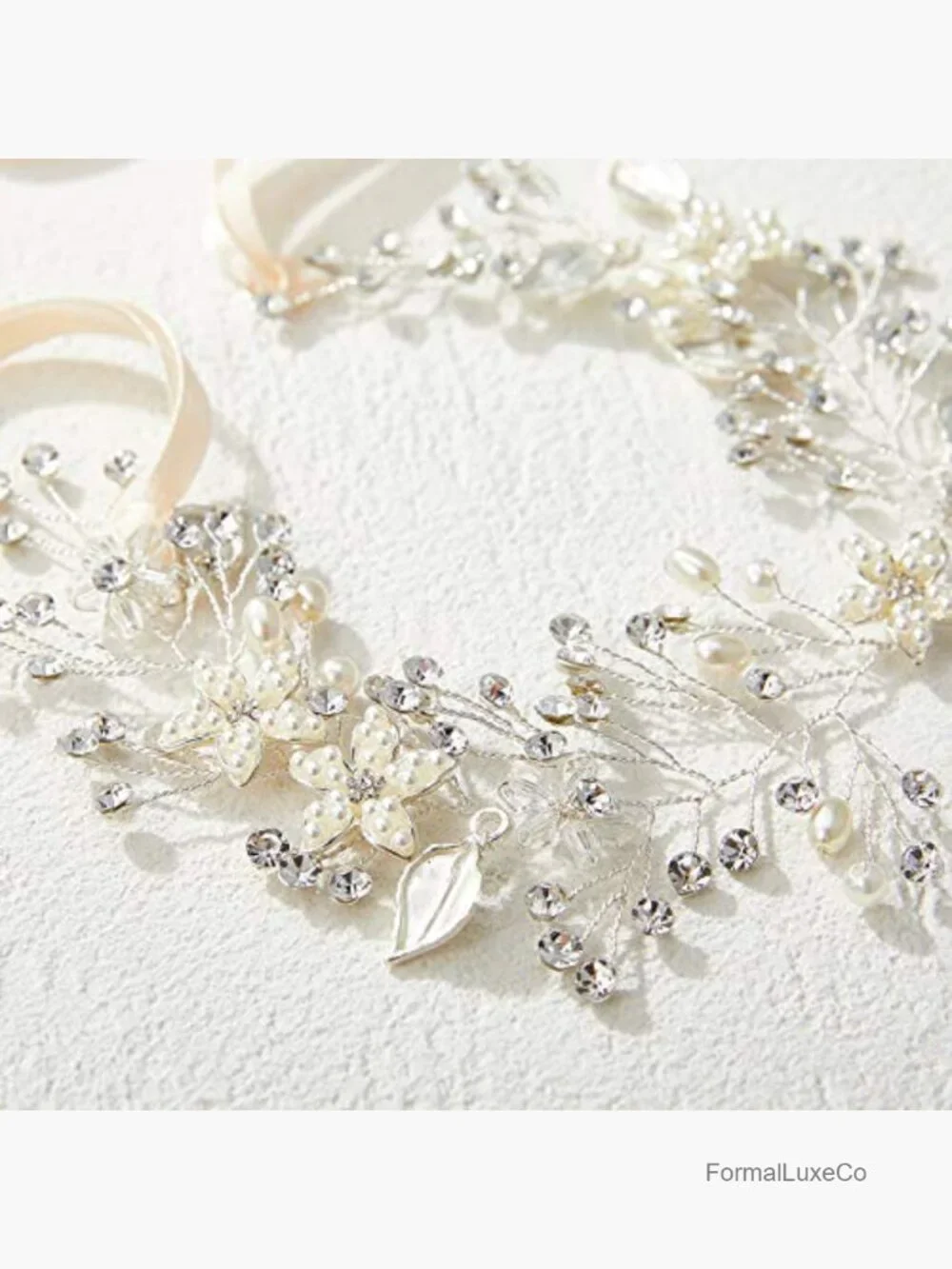 Flower Girl Headpiece Silver Princess Wedding Headband Pearl Hair Accessories